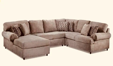 Large Beige Sectional Sofa with Chaise