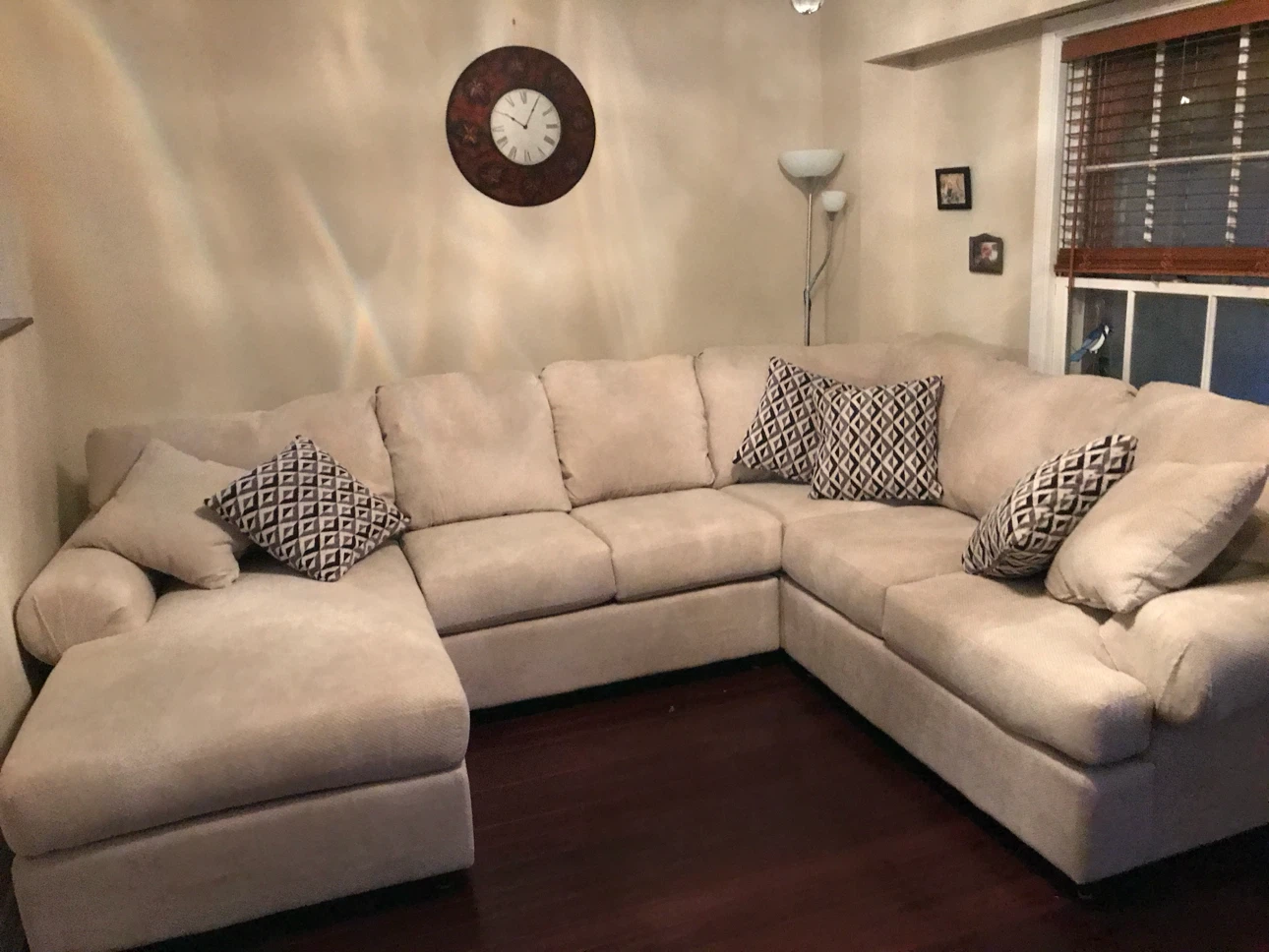 Large Beige Sectional Sofa with Chaise - photo 2