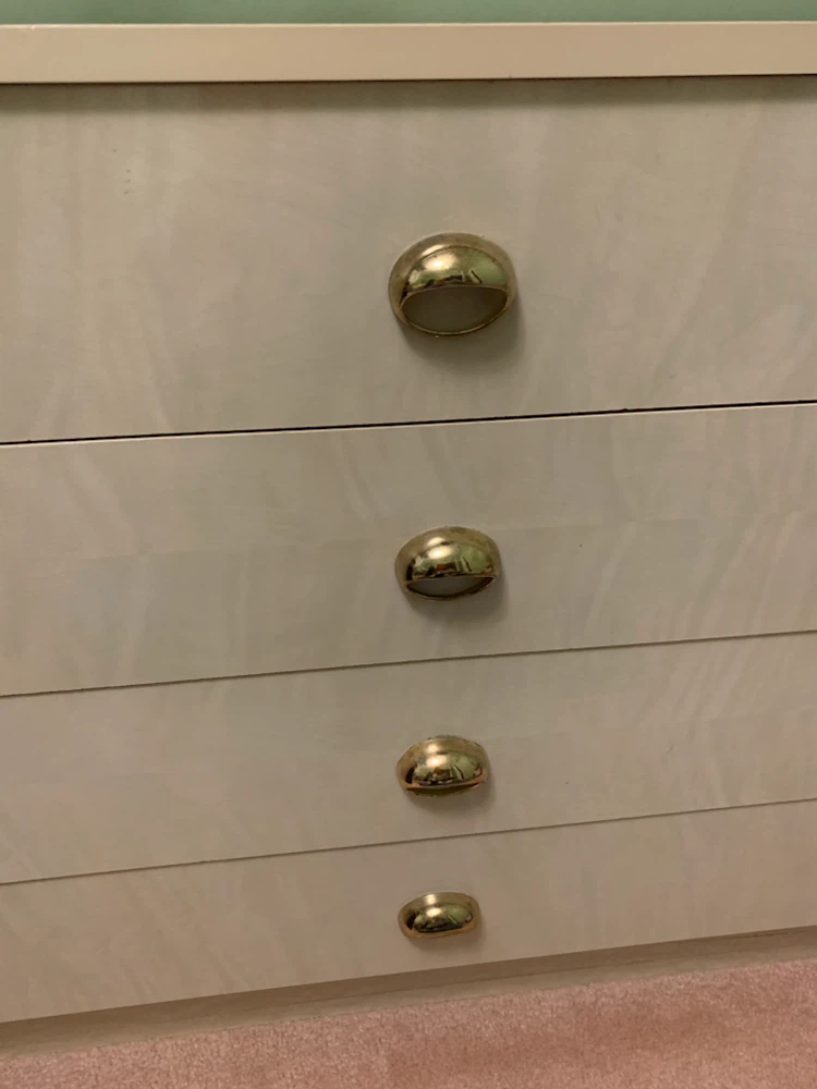 Cream 4-Drawer Dresser with Gold Accents