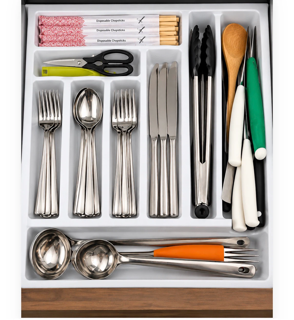White Plastic Kitchen Cutlery Drawer Organizer - photo 2