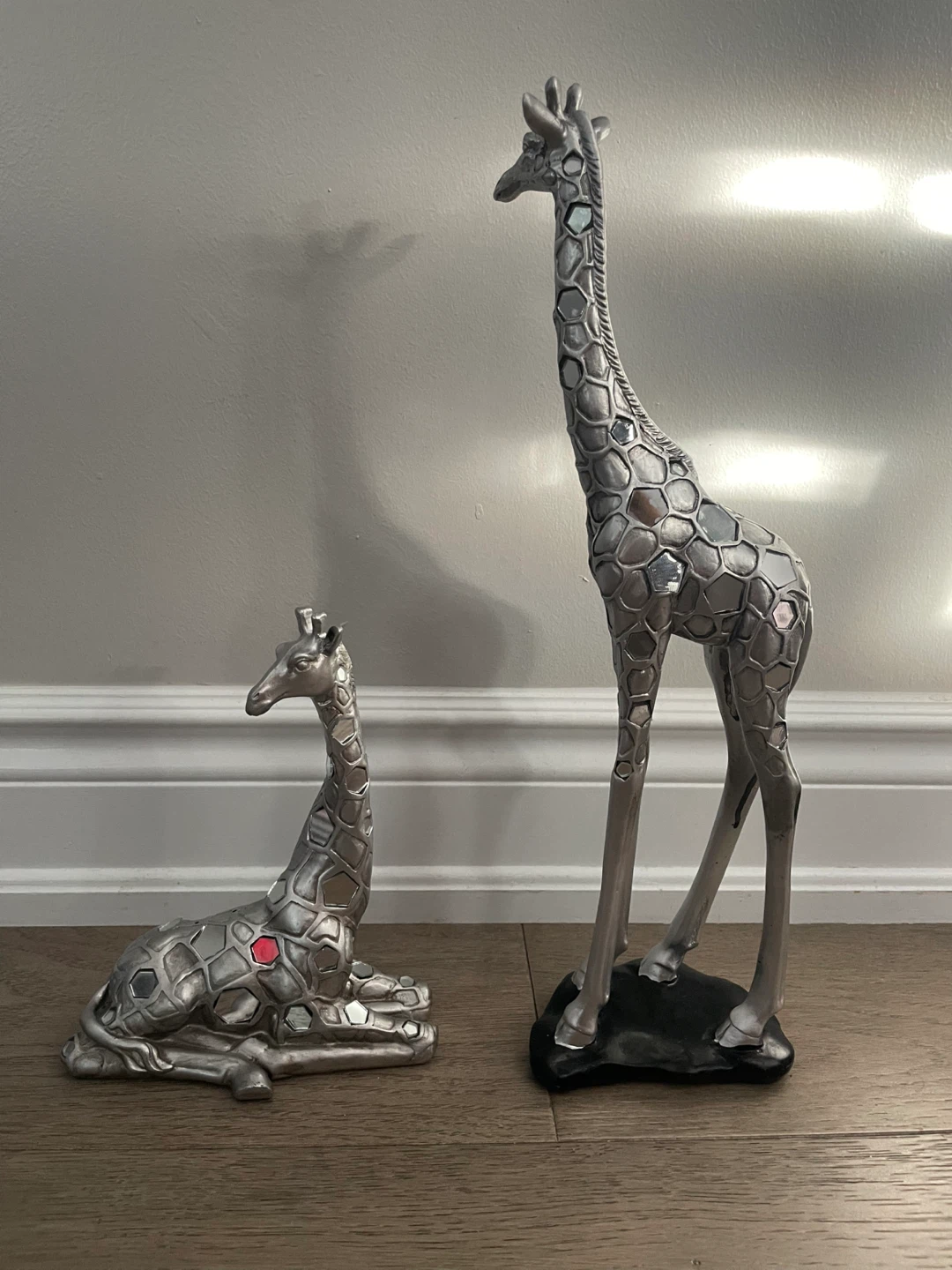 NEW! Decorative Silver Giraffe Statues