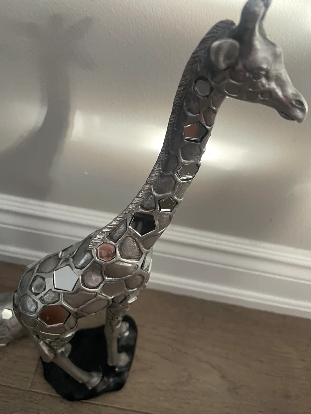 NEW! Decorative Silver Giraffe Statues - photo 2
