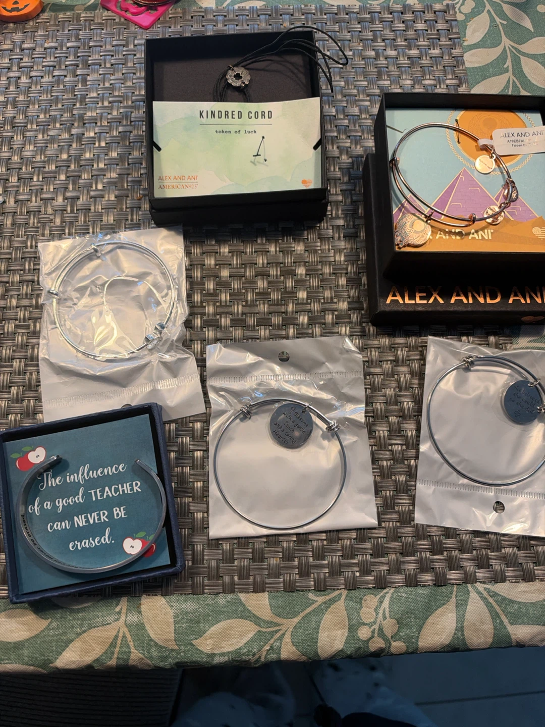 Set of 6 Alex and Ani Bracelets and Cord
