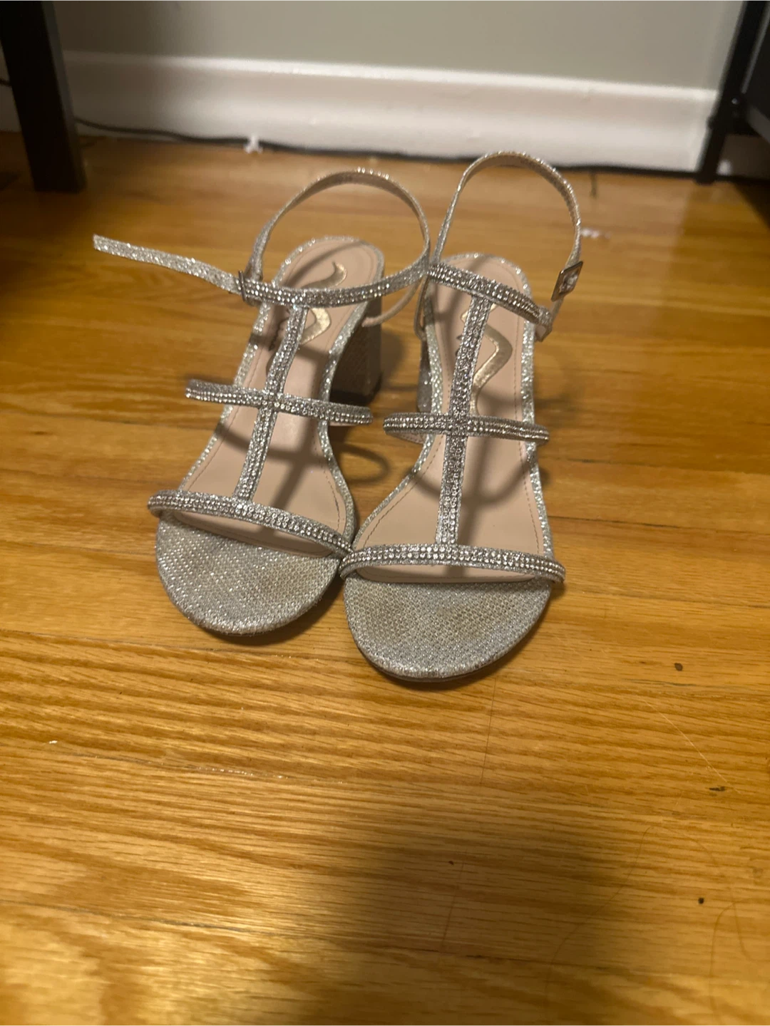 Nina Silver Glitter Block Heels