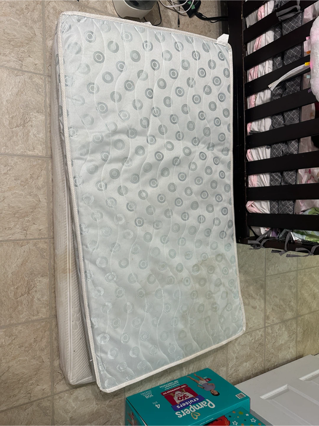 Dark Wood Baby Crib and Mattress - photo 3