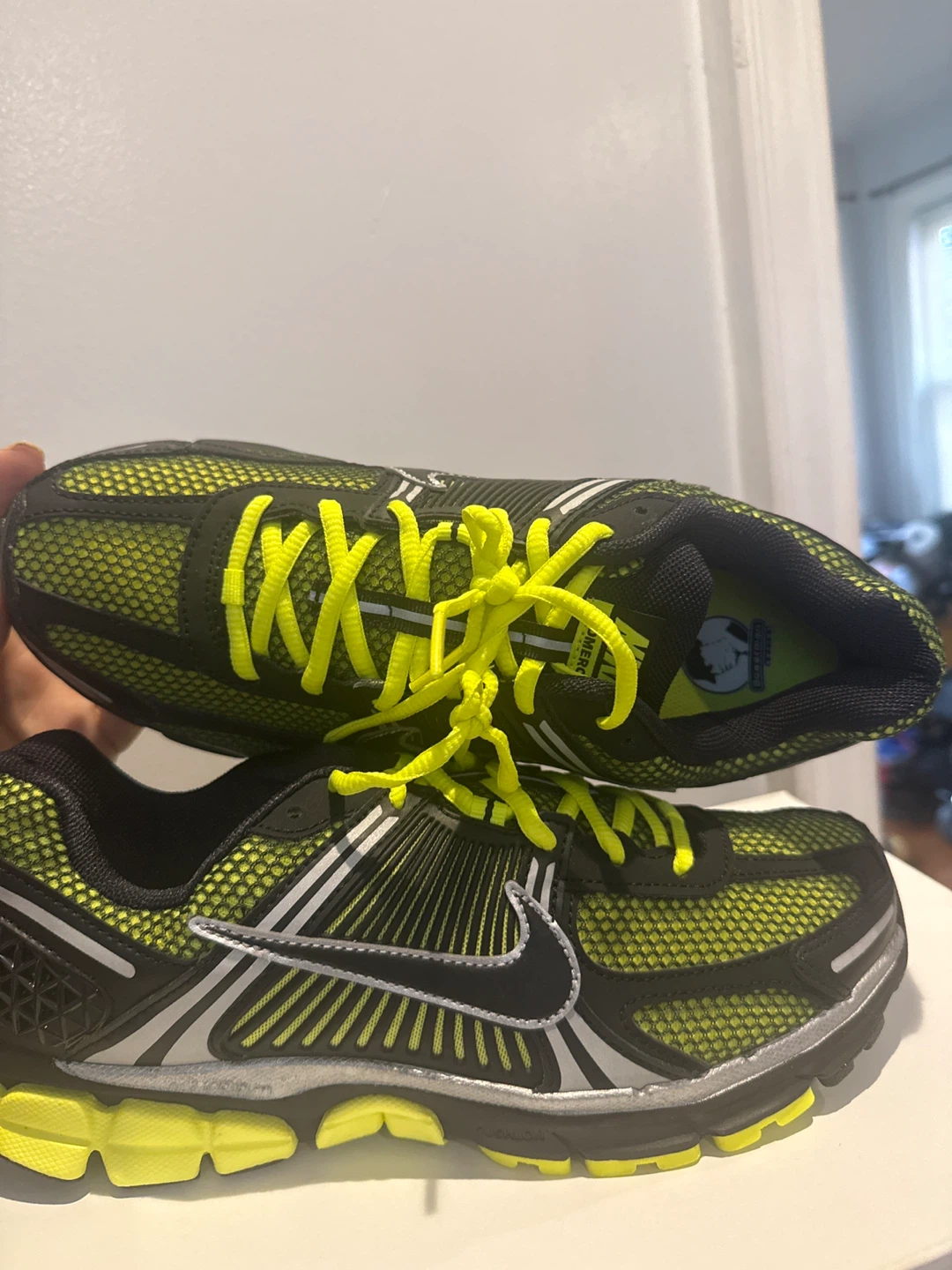 Nike Zoom Vomero 5 Black and Neon Yellow Running Shoes - photo 5