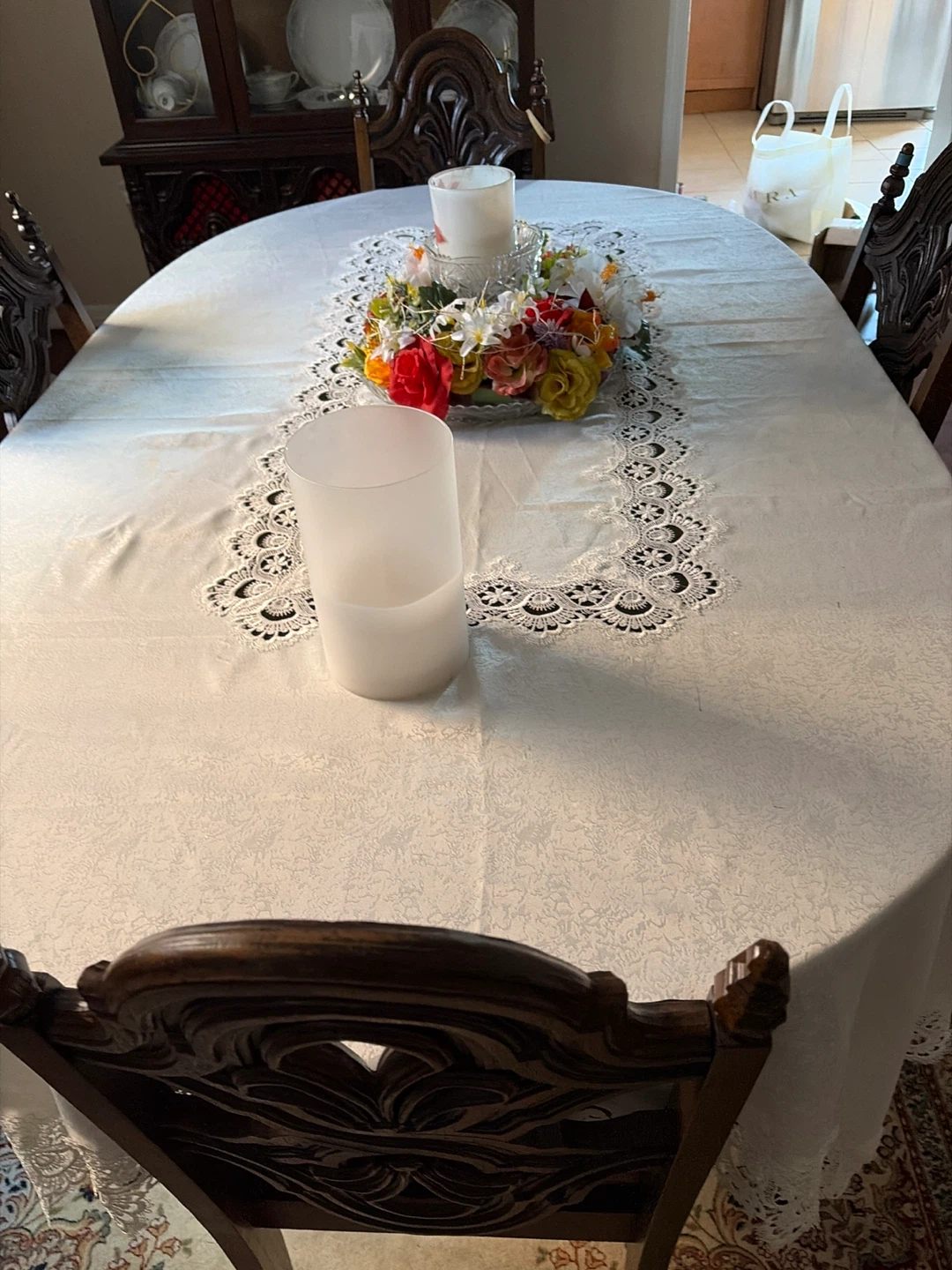 Vintage dark wood dining table set