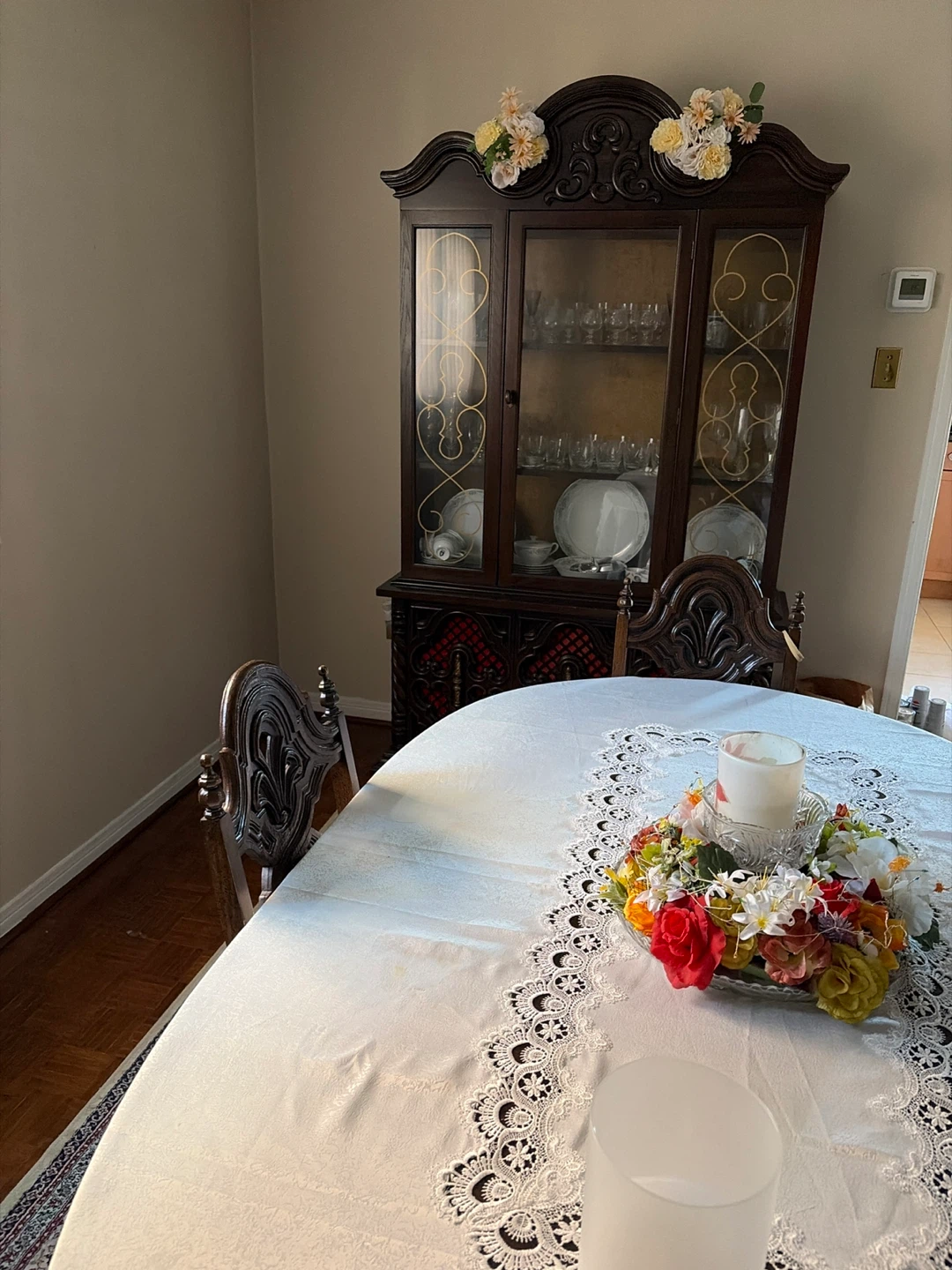 Vintage dark wood dining table set - photo 2