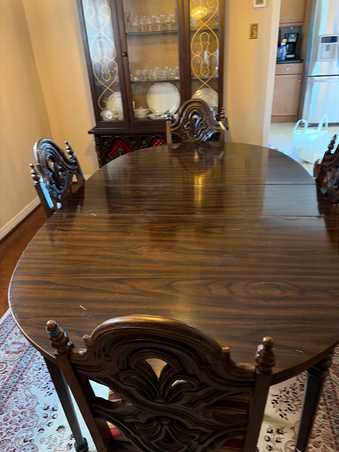Vintage dark wood dining table set - photo 3