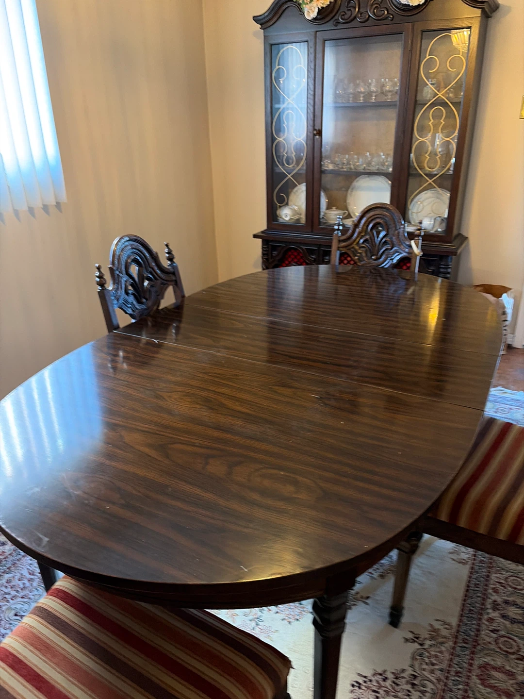 Vintage dark wood dining table set - photo 4