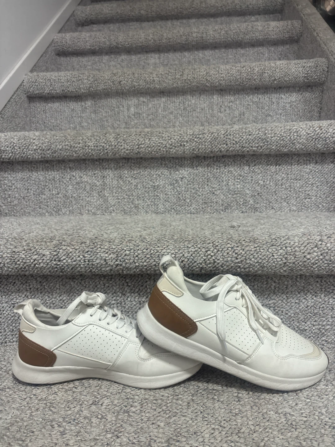White and Brown Casual Sneakers