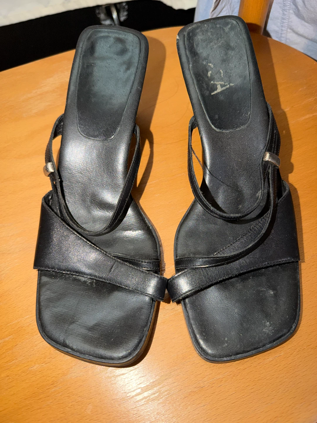 Zara black strappy leather heels