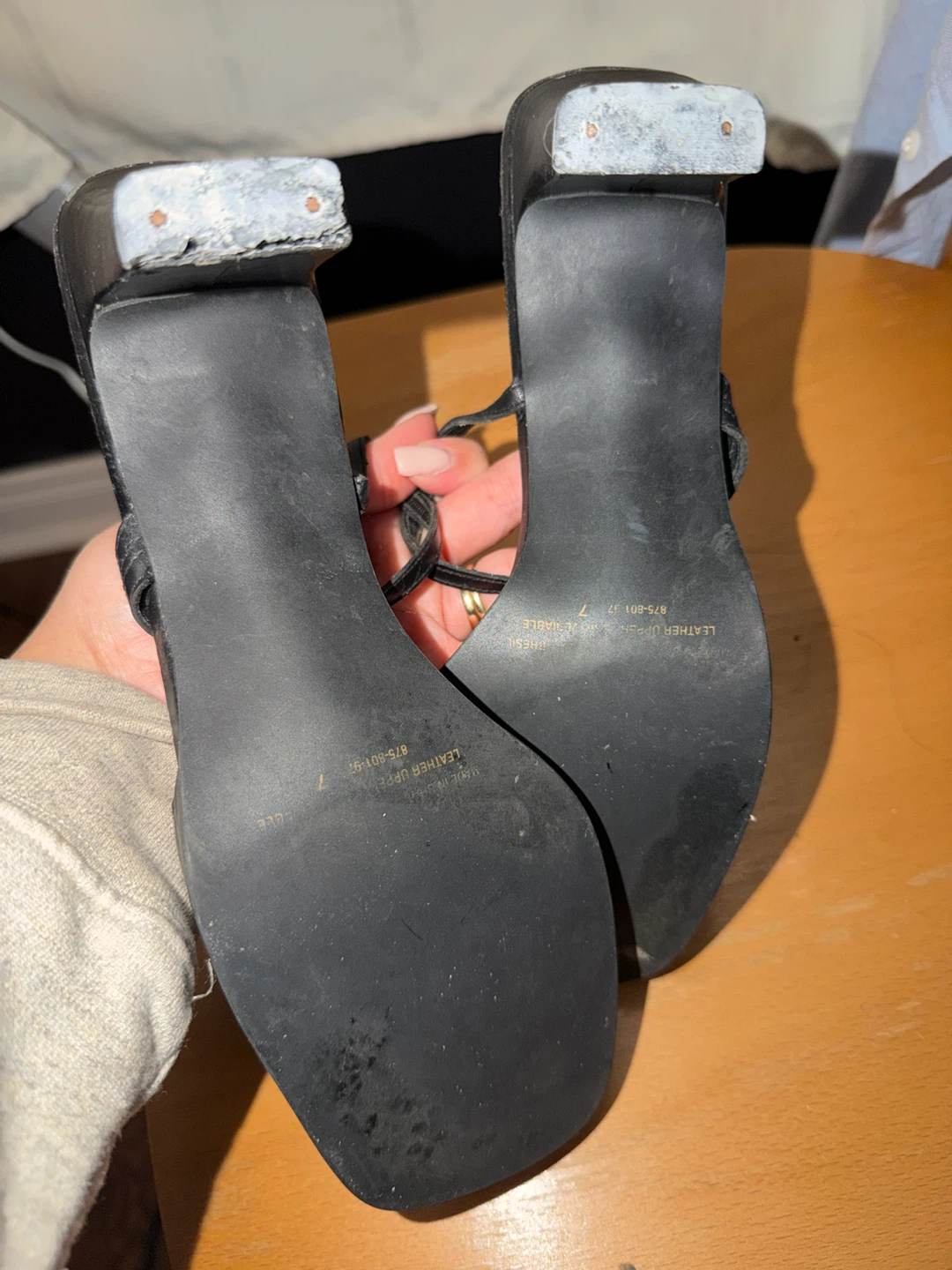 Zara black strappy leather heels - photo 2