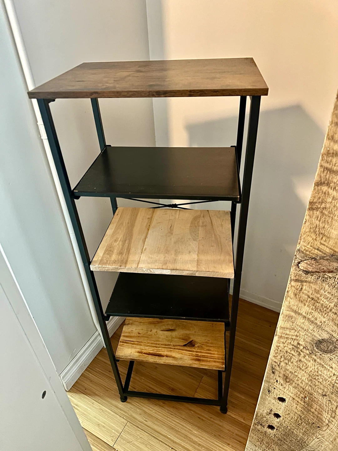 RECLAIMED WOOD STEEL SHOE RACK STORAGE DISPLAY UTILITY SHELF