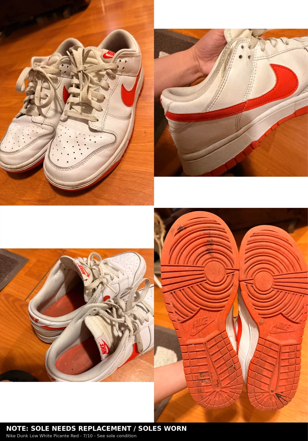 Nike Dunk Low Retro White / Picante Red  9M