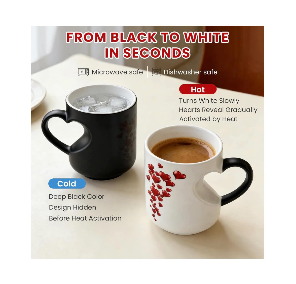 Brand new Heart-Shaped Color Changing Magic Ceramic Mug - photo 4