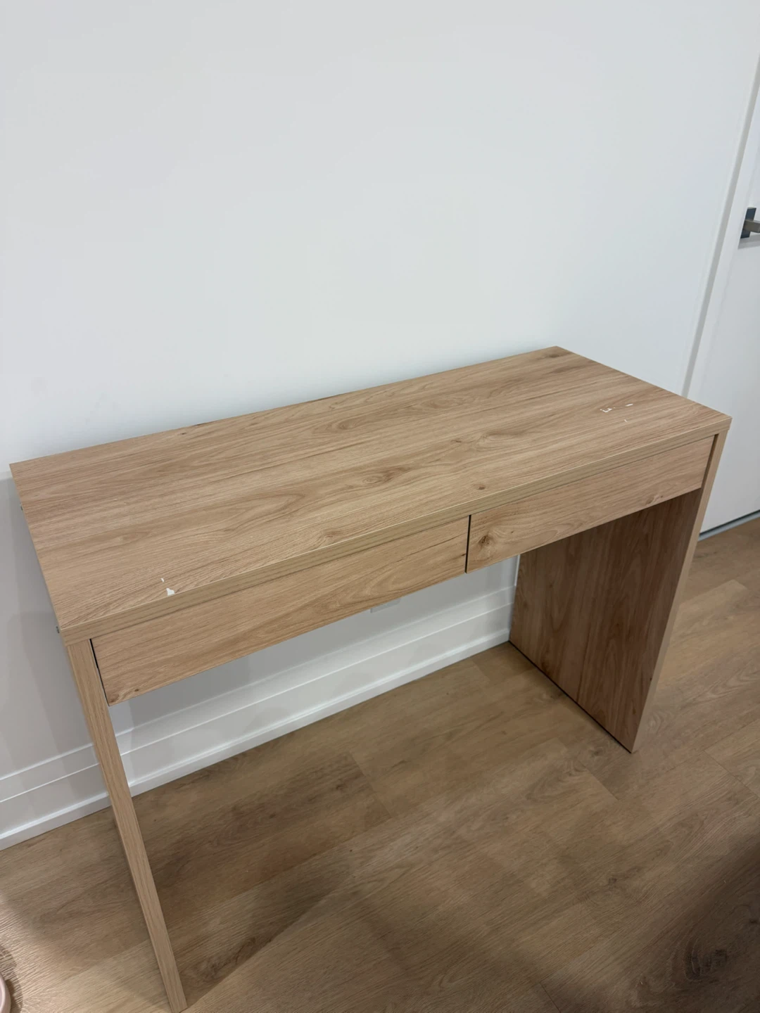 Modern Light Oak Wood Desk with Two Drawers - photo 2