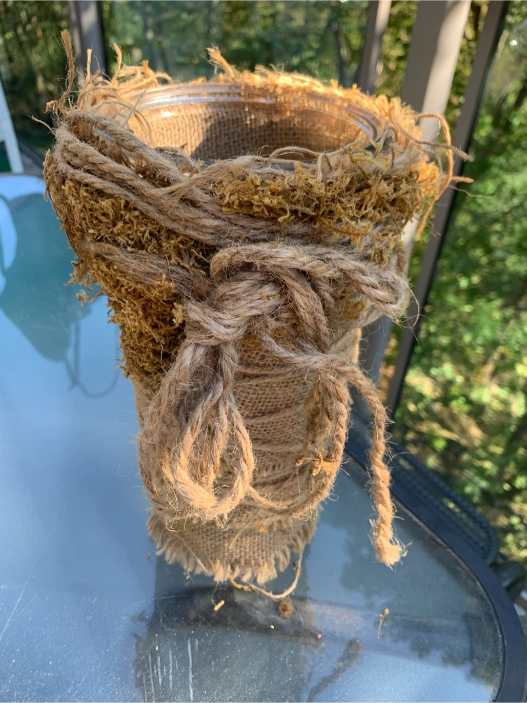 Rustic Jute Wrapped Decorative Vase