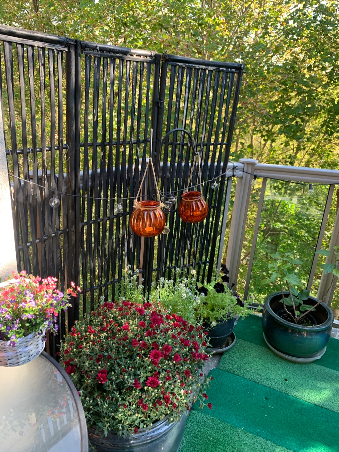 Set of 2 Amber Glass Pumpkin Hanging Lanterns - photo 4