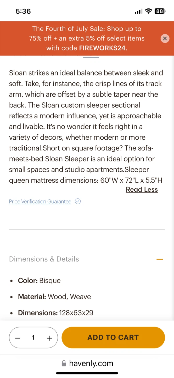 Interior Define Sloan Left Chaise Sleeper Sectional - photo 3
