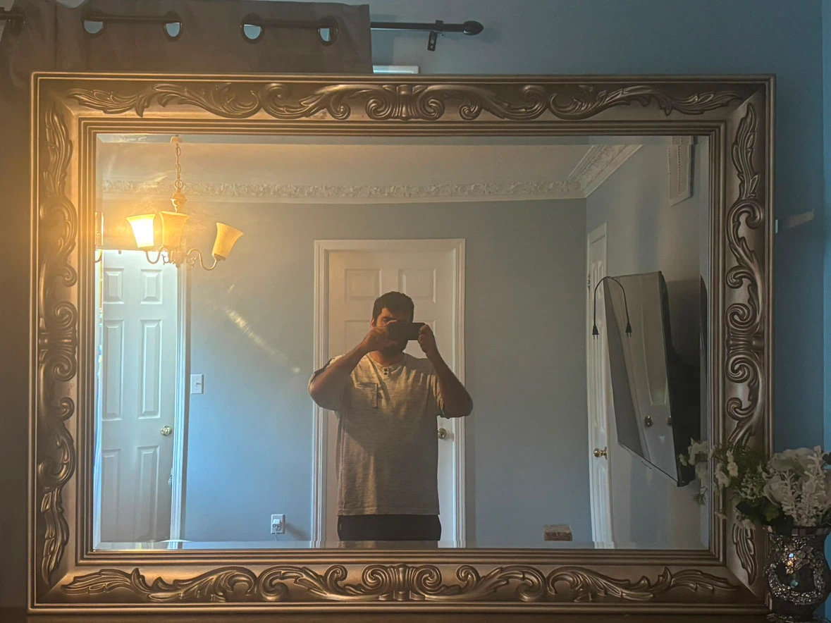 Large ornate gold-toned wall mirror and Dresser - photo 2
