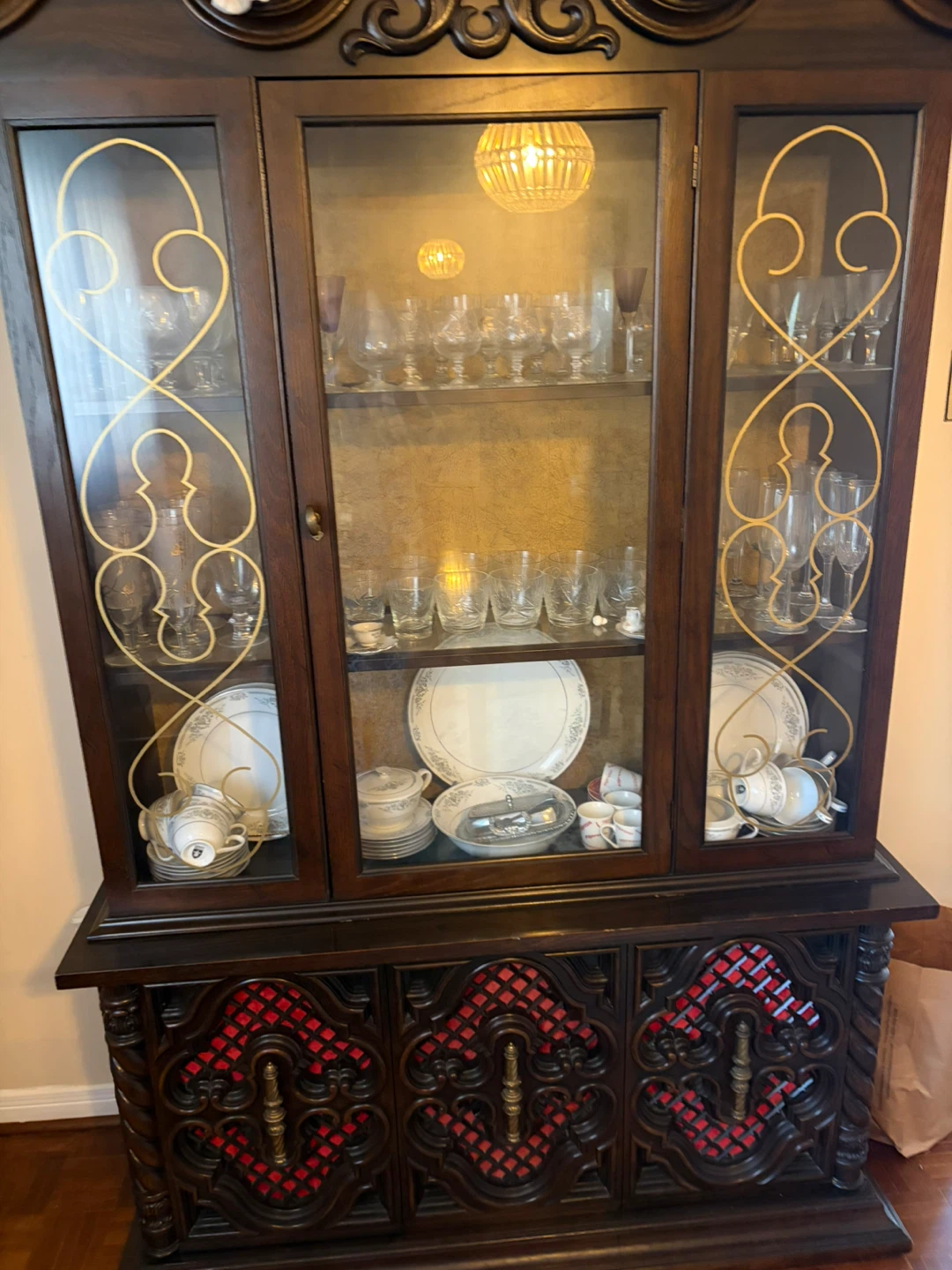 Vintage dark wood dining table set - photo 5