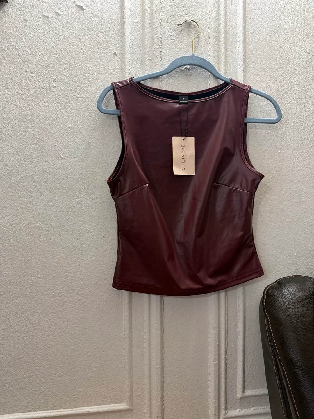 SHEINBAE Faux Leather Sleeveless Top
