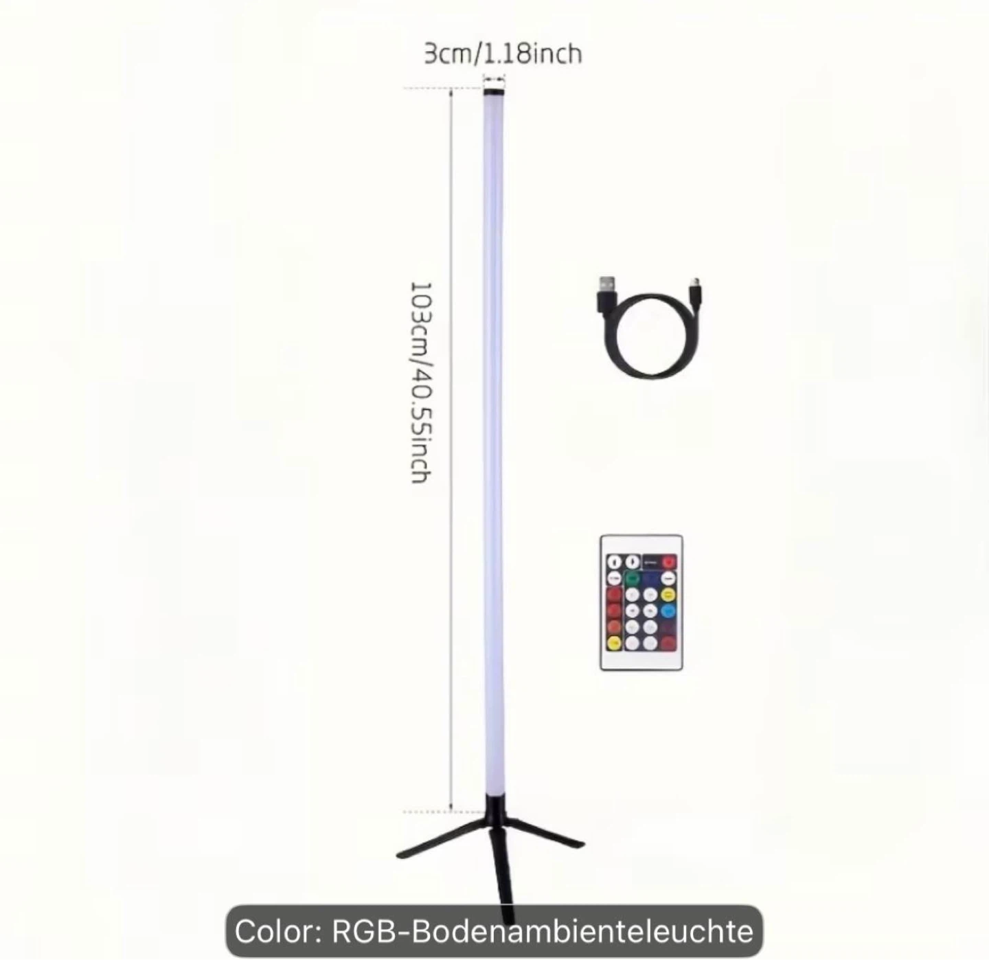 RGB Corner Floor Lamp 103cm - Remote Control - photo 2