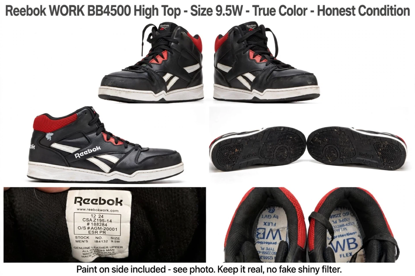 Reebok Work BB4500 High Top Shoes - Size 9.5W