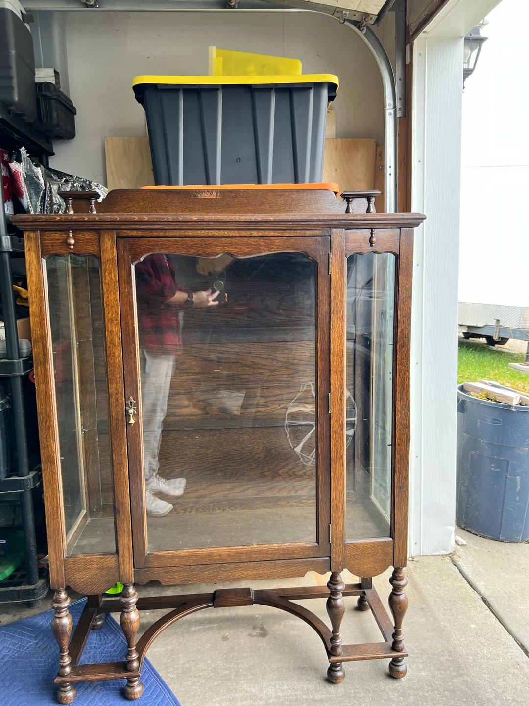 Vintage Oak Display Curio Cabinet