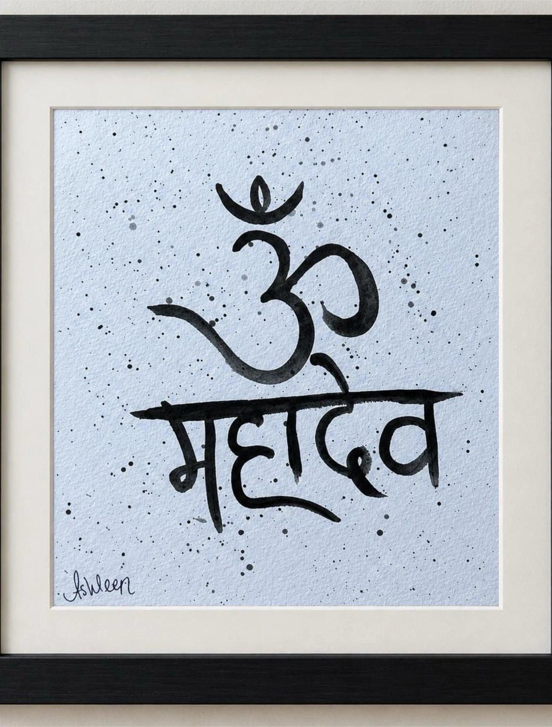 Original Om Mahadev Watercolour Calligraphy Art