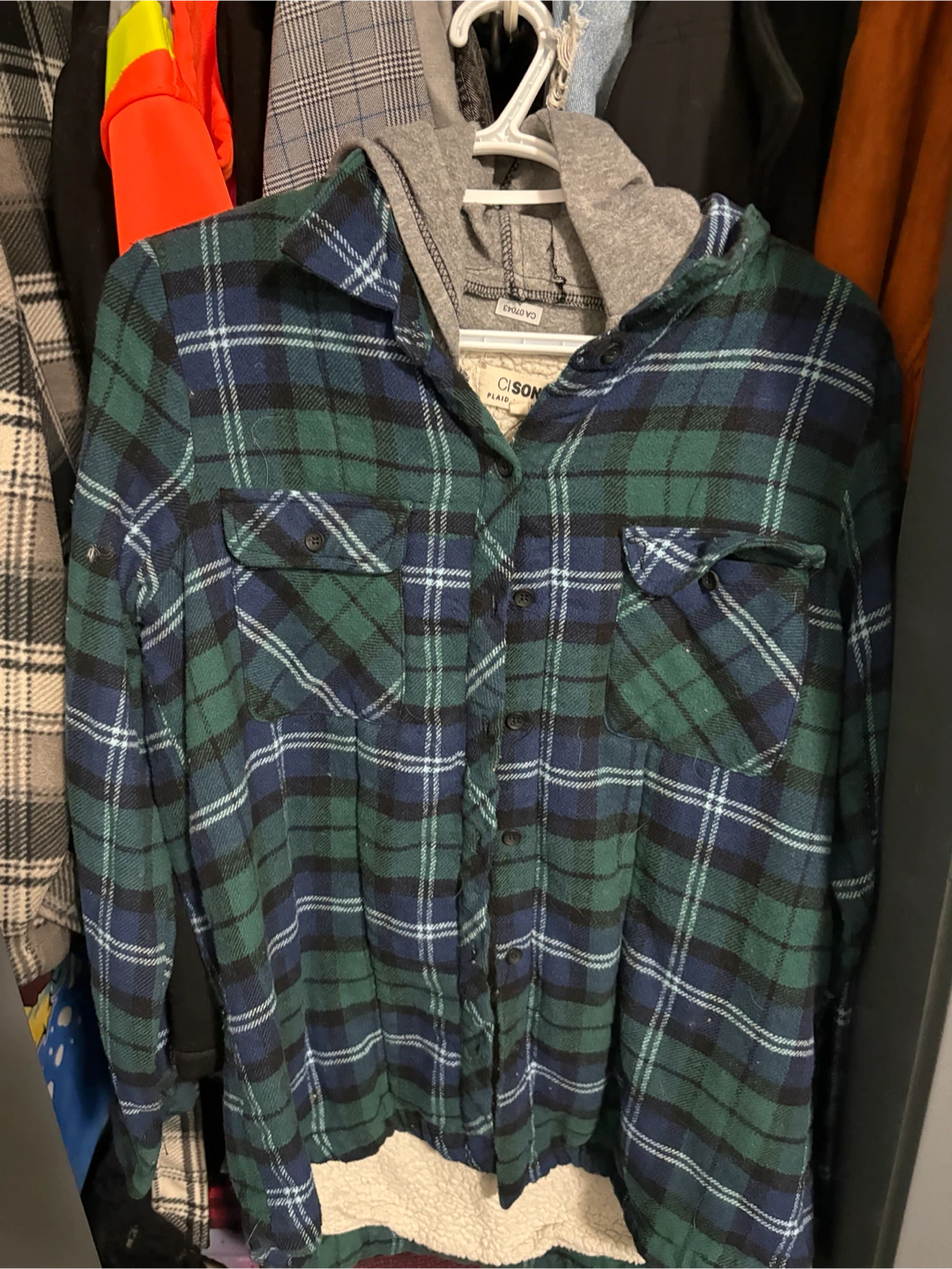 Plaid Hooded Shirt - Large