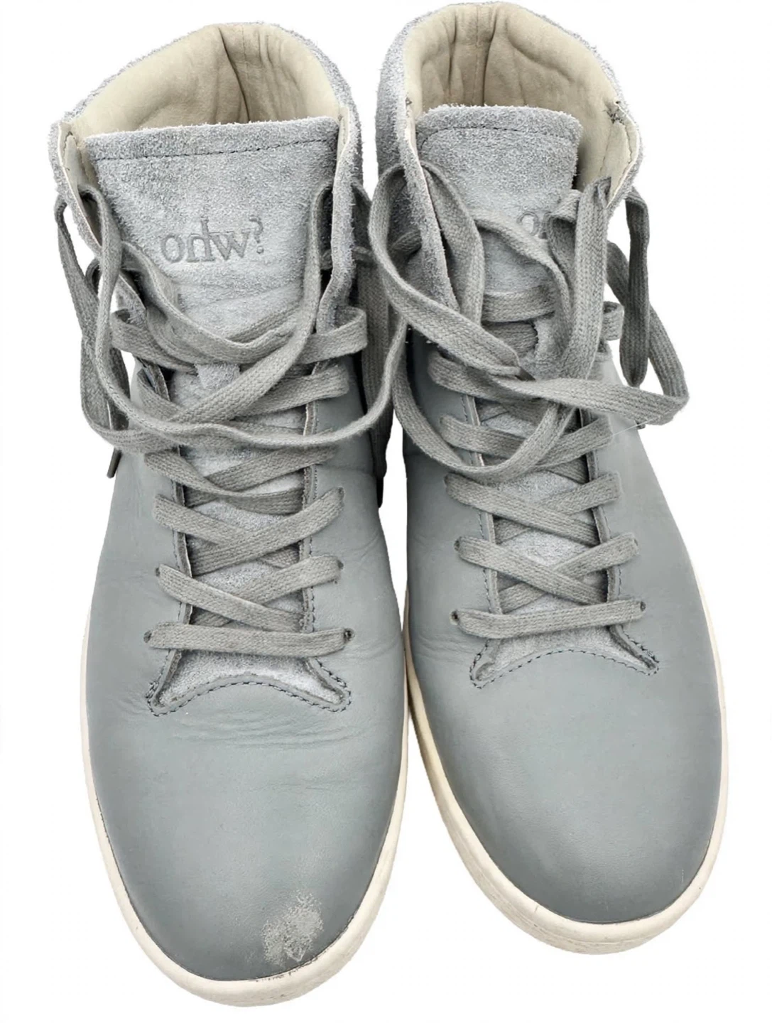 WHO? Grey Leather High-Top Sneakers 9Mens - photo 2