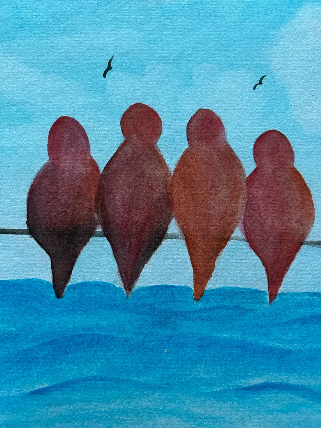 Original Watercolour Painting of Birds - photo 2
