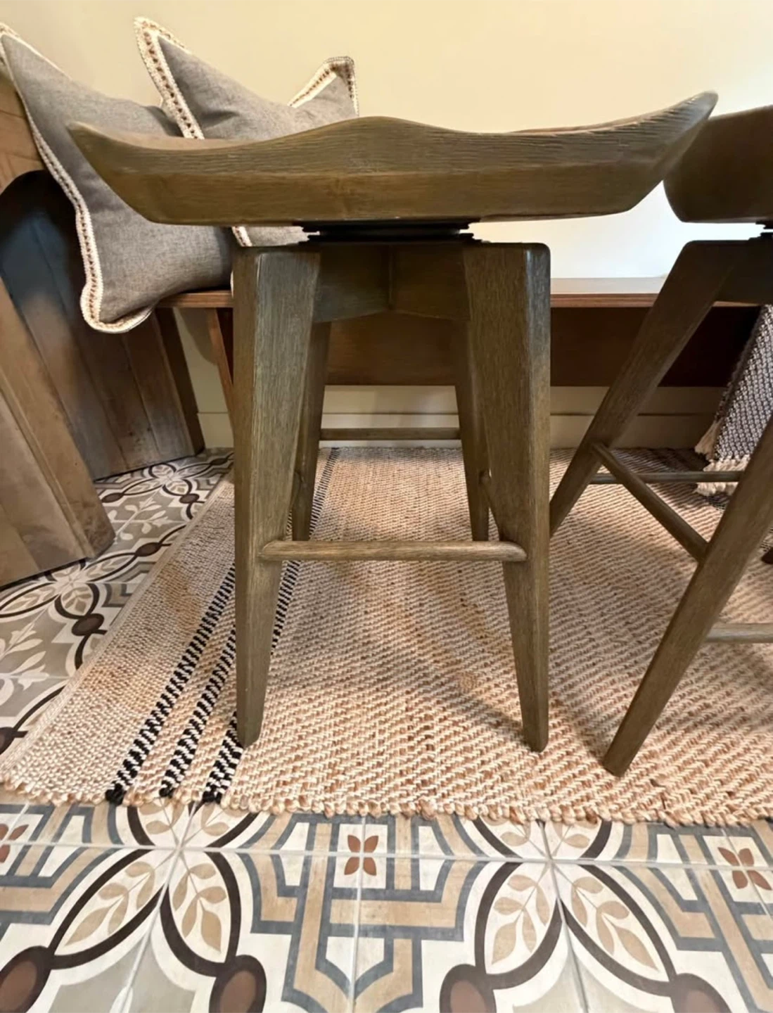Set of 3 Urban Barn Wood Swivel Bar Stools - photo 2