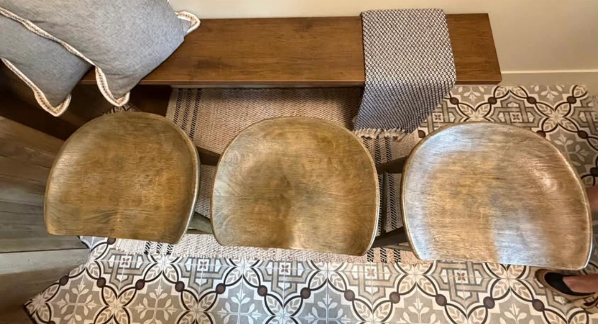 Set of 3 Urban Barn Wood Swivel Bar Stools - photo 4