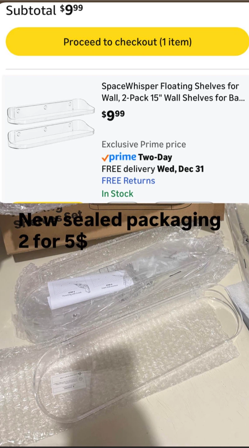 Clear Floating Shelves 2-Pack