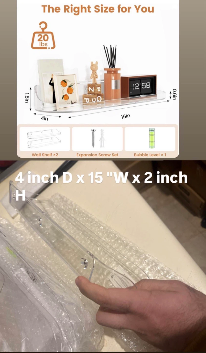 Clear Floating Shelves 2-Pack - photo 2