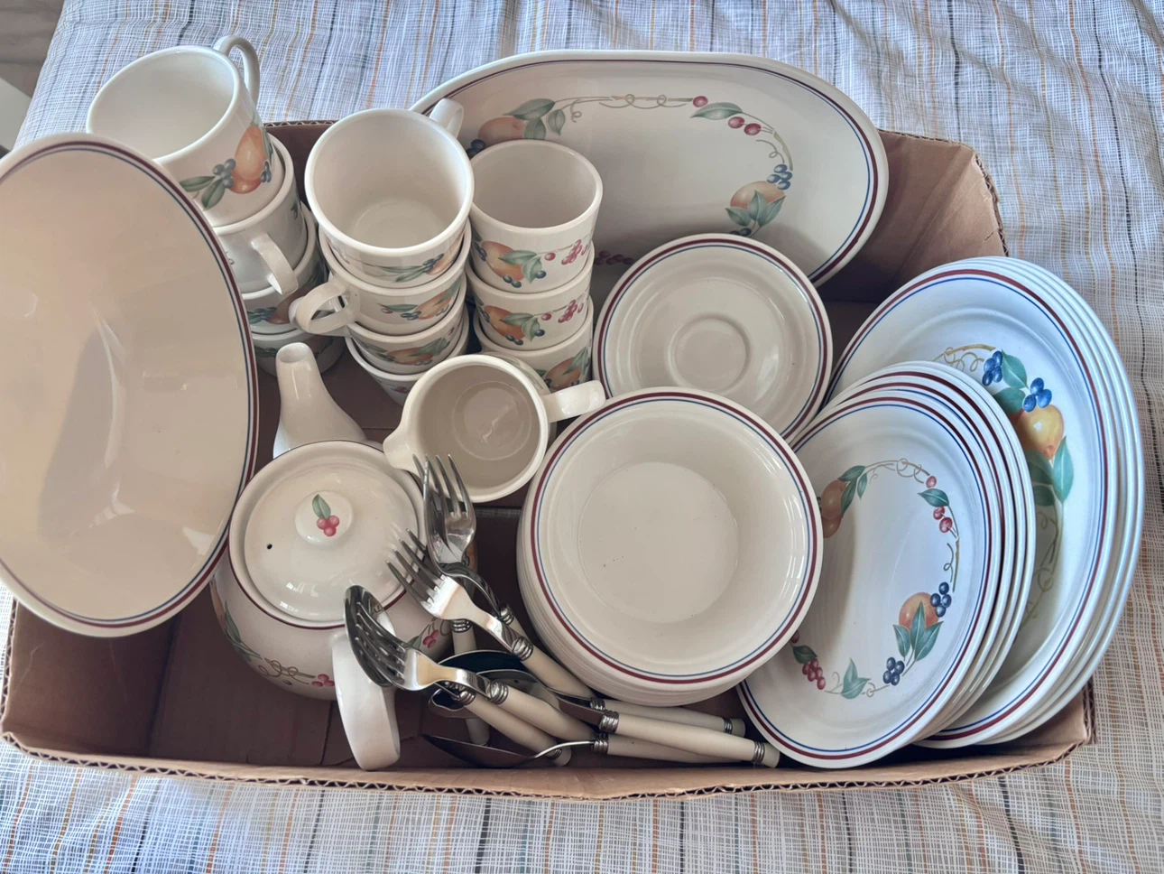 Corelle Impressions Abundance Lot + Cutlery