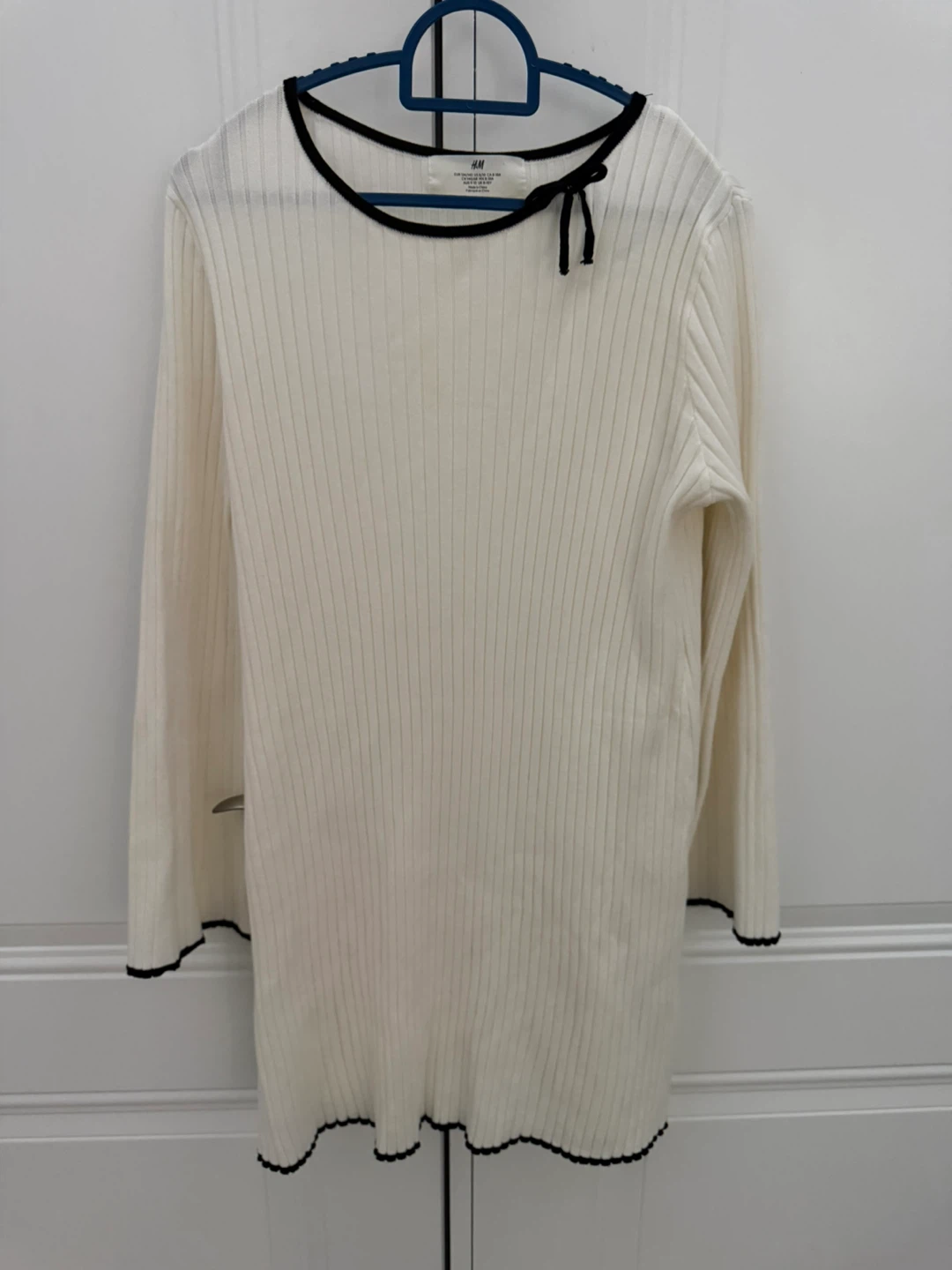 H&M White Ribbed Long Sleeve Dress - photo 3