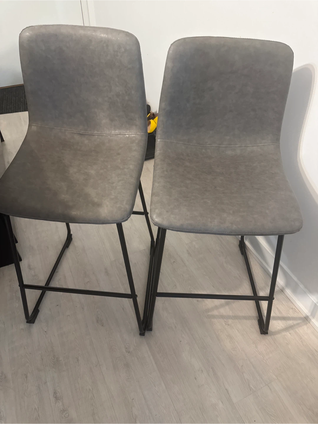 Price for the two! Set of two grey bar stools