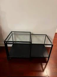 Two-Tier Glass and Metal Side Table
