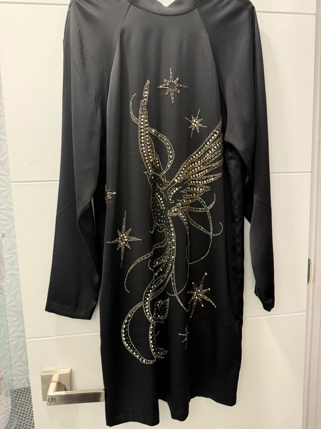 H&M Black Embellished Long Sleeve Dress
