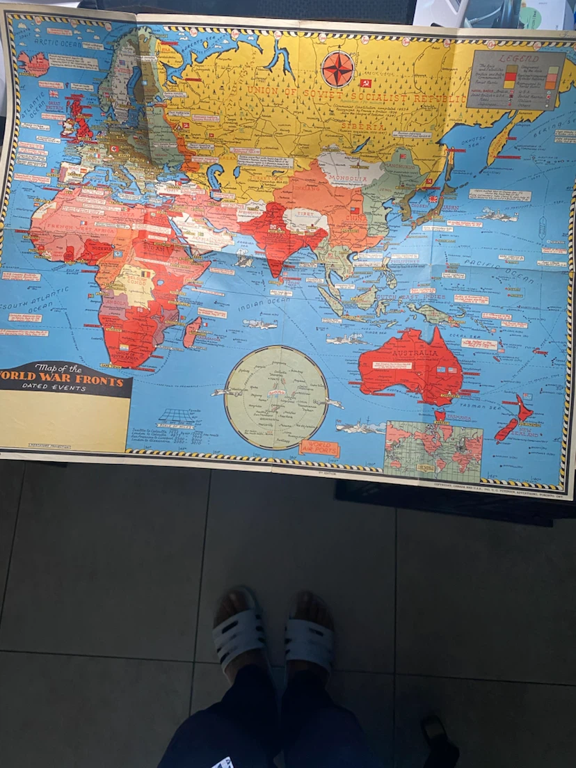 Vintage Map of the World War Fronts