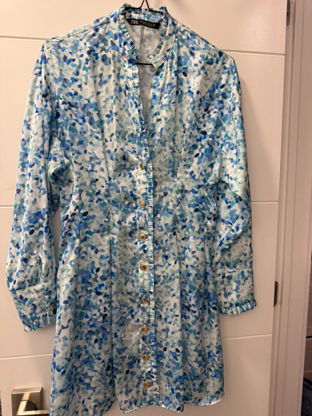 ZARA Blue Floral Print Dress Size XS