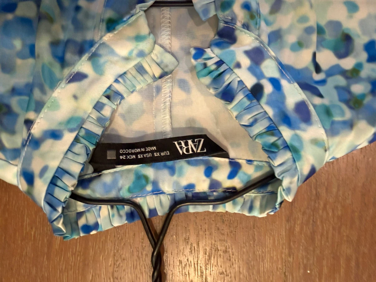 ZARA Blue Floral Print Dress Size XS - photo 4