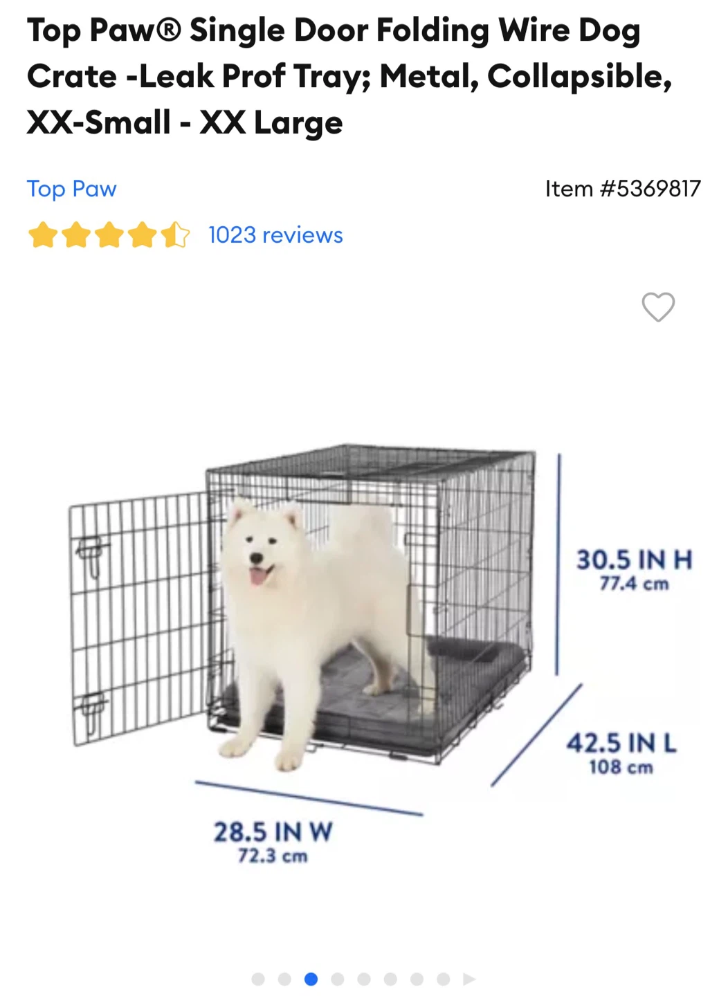 Top Paw Single Door Folding Wire Dog Crate
