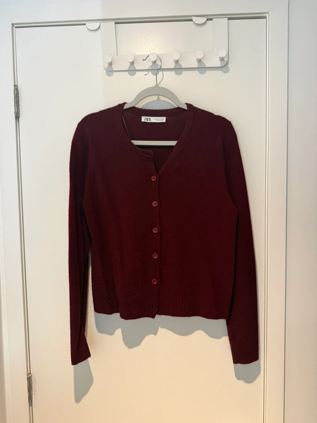 Zara Burgundy 100% Wool Cardigan Size M - photo 2