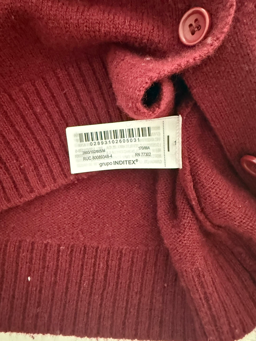 Zara Burgundy 100% Wool Cardigan Size M - photo 5
