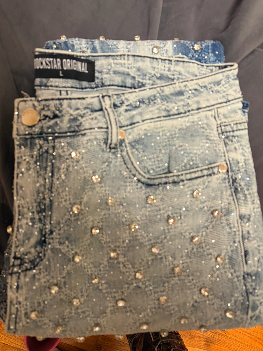 Rockstar Original Rhinestone Denim Jeans Size L - photo 5